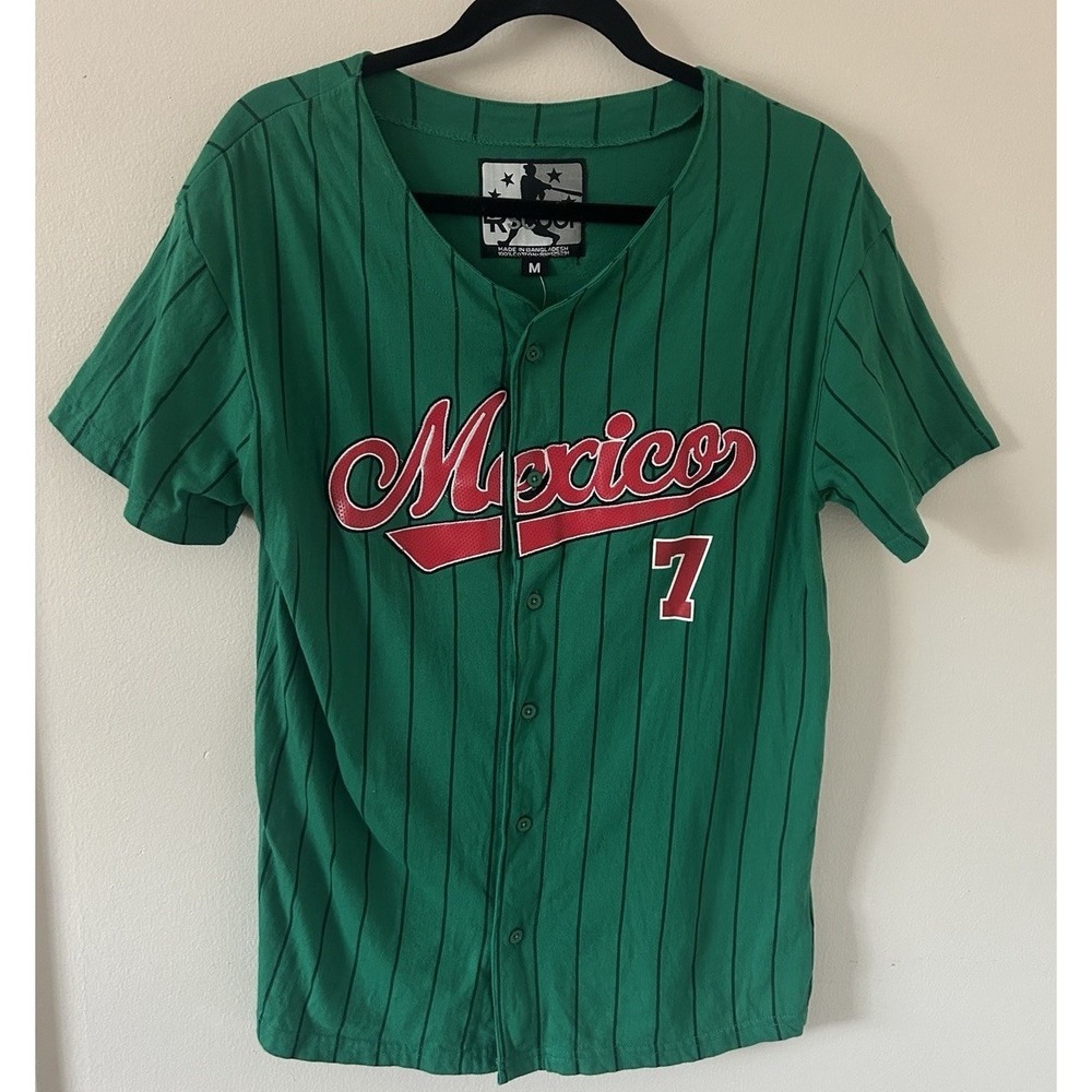 Classic Mexico LR Scoop Baseball Jersey Mens Medium #7 Cotton